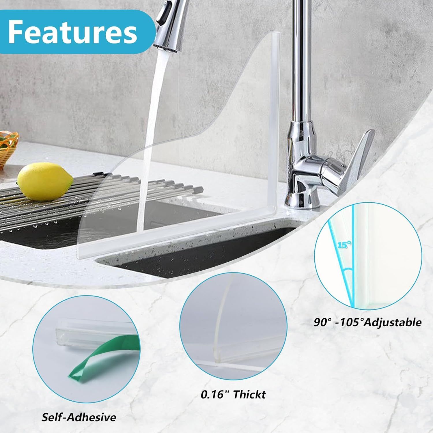 Bathroom Shower Splash Guard or Tub, 2 Pcs Bathtub Water Guards, Shower Water Guard or Bathtub Splash Guard Removable, Bathtub Water Splash Guards Corner — image 4