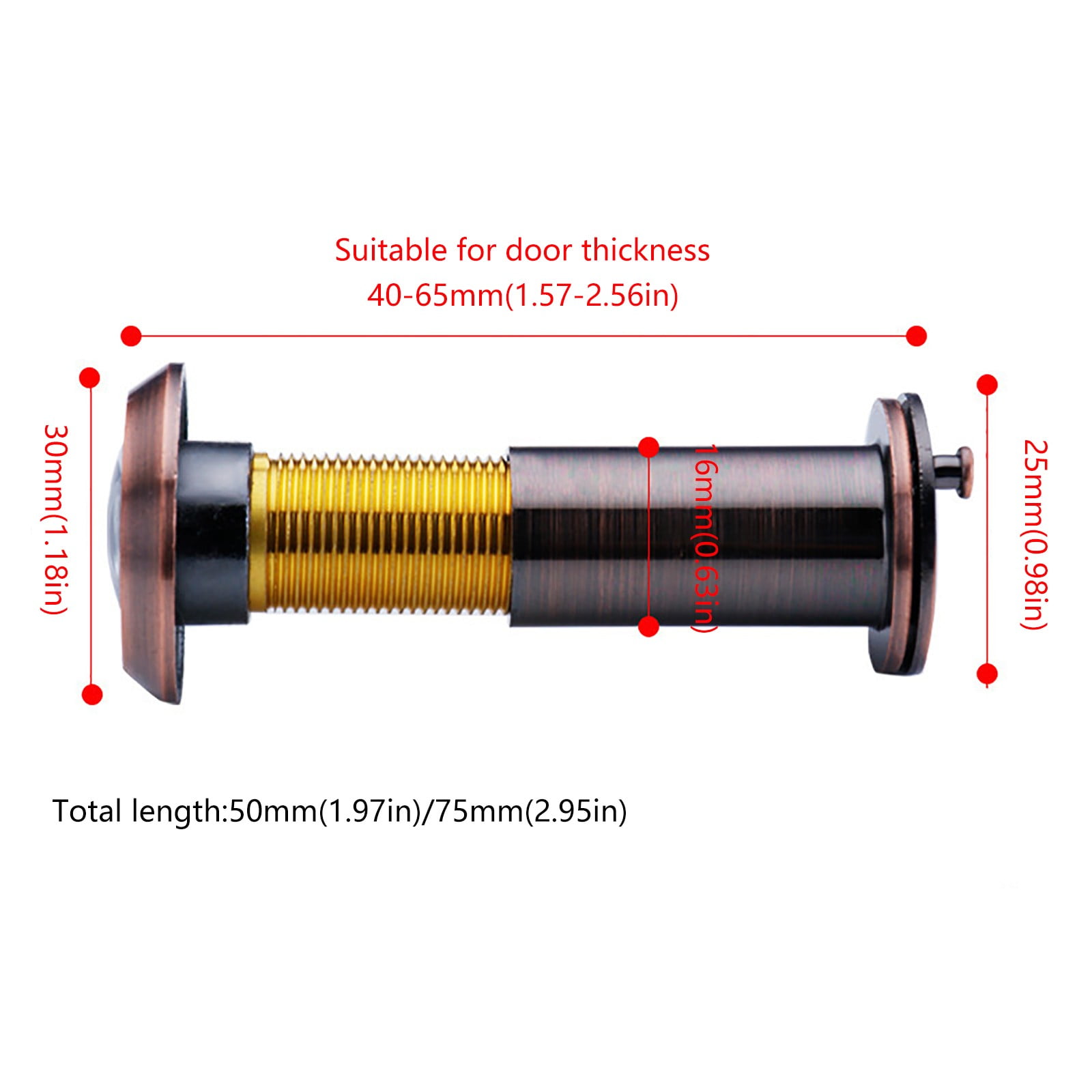 Black Cat-Eye Door Mirror, 1x Cat-Eye Door Mirror Home Optical Glass 220 Wide Angle Peephole Door Scope Viewer Door Scope with Heavy Duty Privacy Cover Wide — image 3