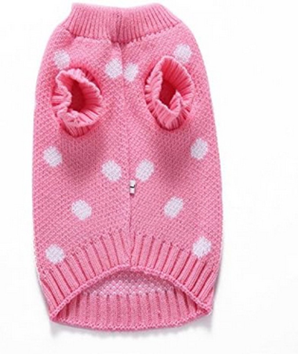 Dog Sweater - Classic Dog Sweater - Polka Dot Knit Sweater - Dog Coat - Puppy Clothes - Autumn and Winter Dog Clothes - Pink - Size L - Perfect for โ image 4