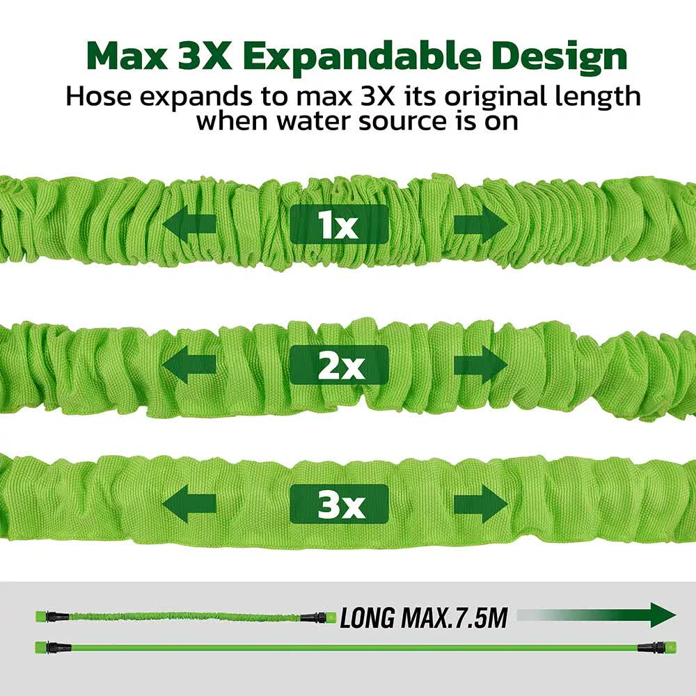 25FT Water Garden Hose Flexible Expandable Pipe Car Wash W/ Spray Nozzle Gun โ image 6