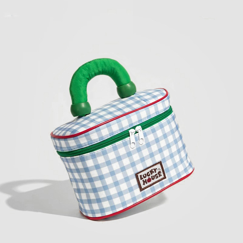 Blue And Green Chic Gingham Plaid Cosmetic Bag - Large Capacity Portable Travel Toiletry Organizer, Water-Resistant โ image 2