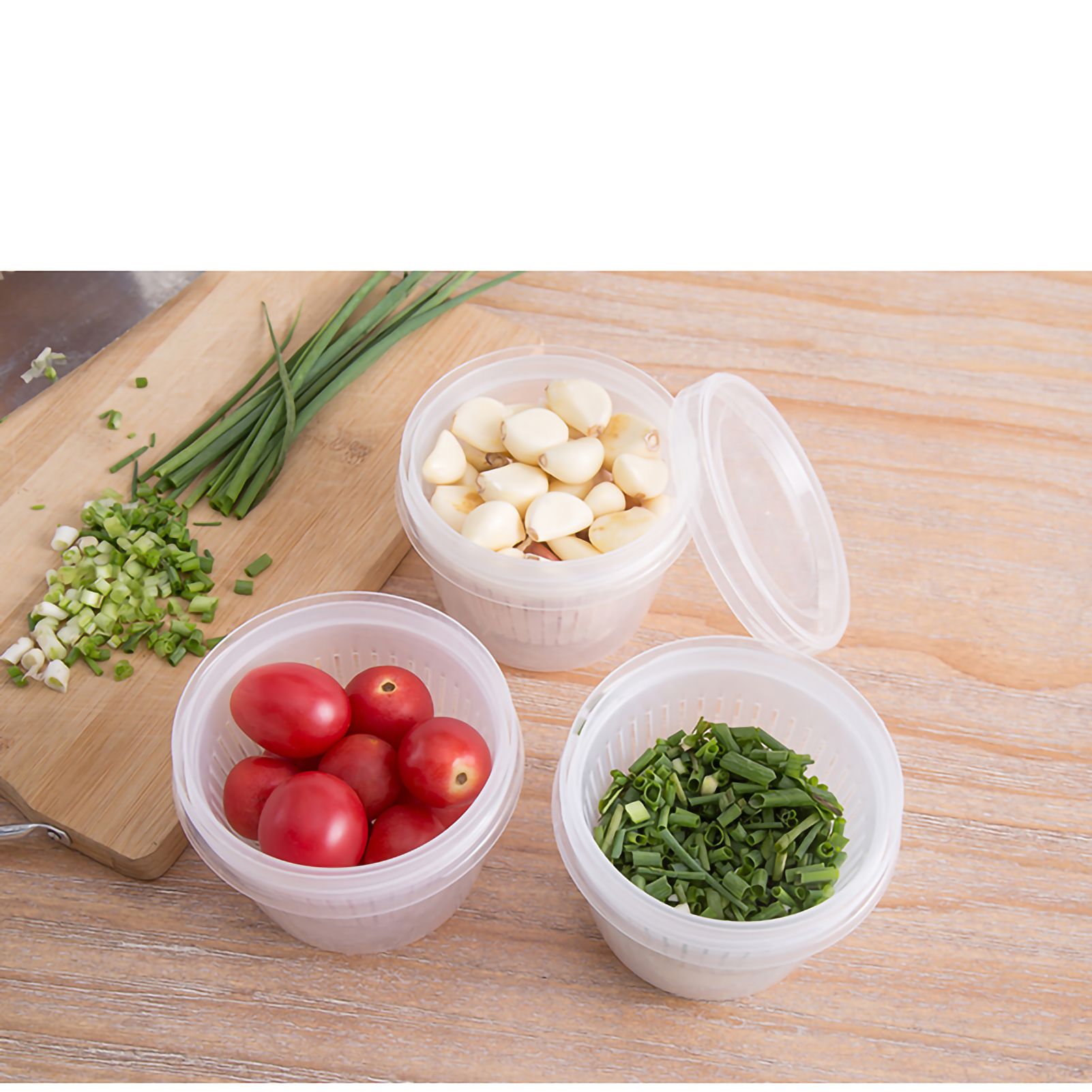 Kitchen Storage Containers Small Drain Basket Kitchen Drain Sealed Box Refrigerator Organizer Containers with Lid โ image 3