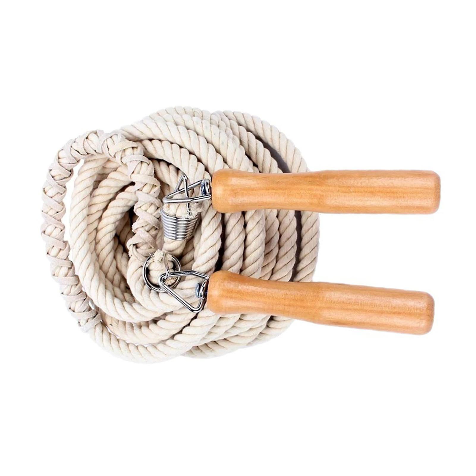 Wooden Handle Long Jump Rope, Adjustable Cotton Twine Skipping Rope for Team Games, School Sports, Playground Activities & Fitness - 7m