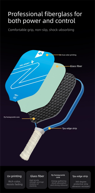 Green Gradient Pickleball Paddle Set - Fiberglass Paddles with PP Honeycomb Core, 2 Paddles 4 Balls & Carry Bag โ image 3
