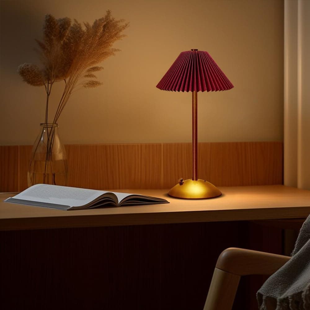 Portable LED Table Lamp with 3 Brightness Levels, USB Desk Lamp for Bedside Desk Dining Table, Red — image 2