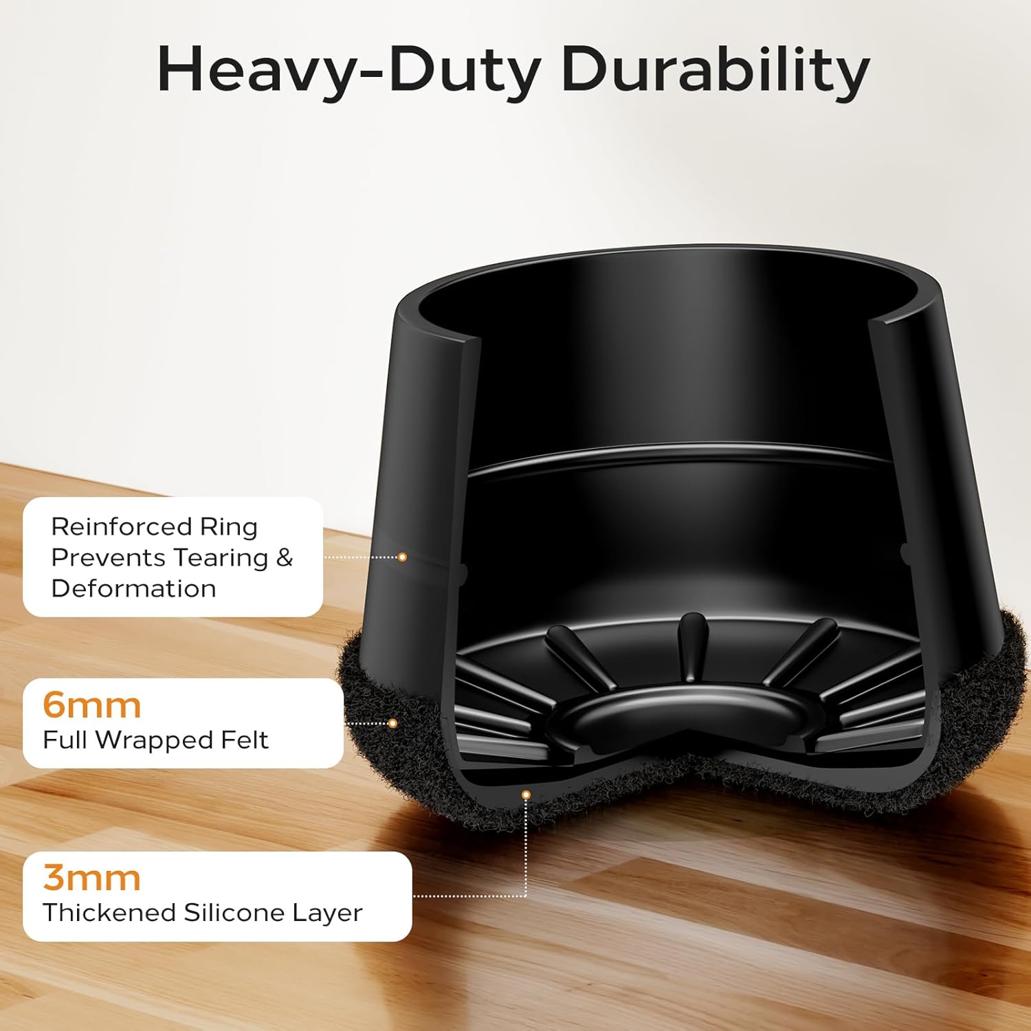 Silicone Chair Leg Floor Protectors Extra Small 24PCS - Furniture Felt Silicone Integrated Chair Foot Covers/Dark-Black/Rubber - Protect Floors from โ image 3