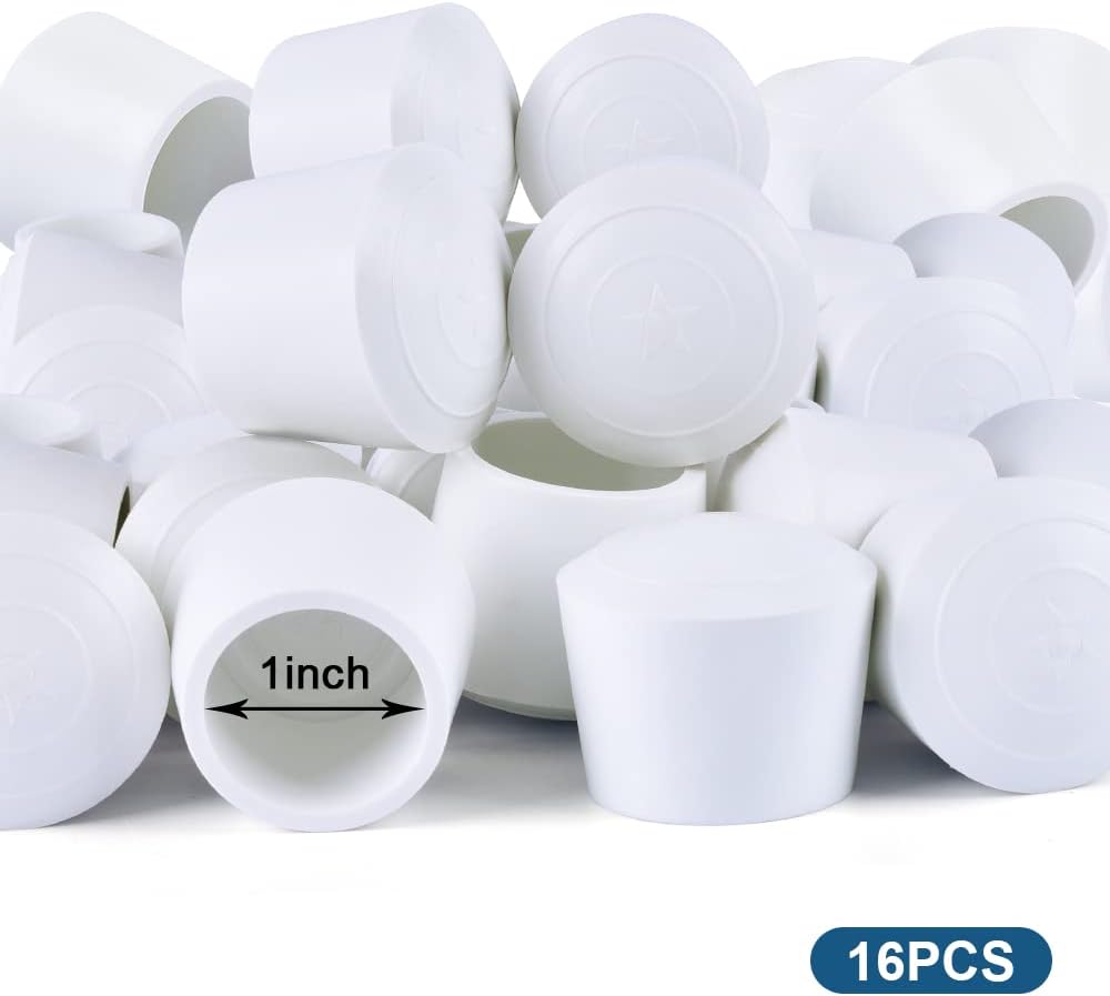 Chair Leg Caps, 1 Inch Non Slip Rubber Chair Leg Floor Protectors for Sofa Bar Stool Garden Furniture, 16 Pack White โ image 4