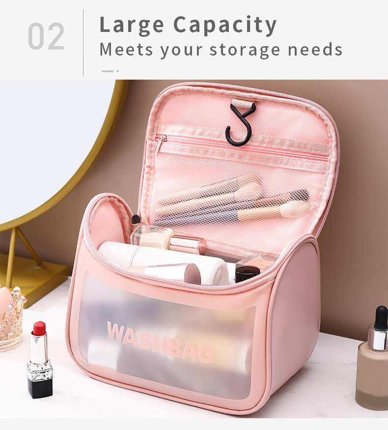 PVC Transparent Cosmetic Bag, Waterproof Portable Travel Organizer with Handle(white) โ image 6