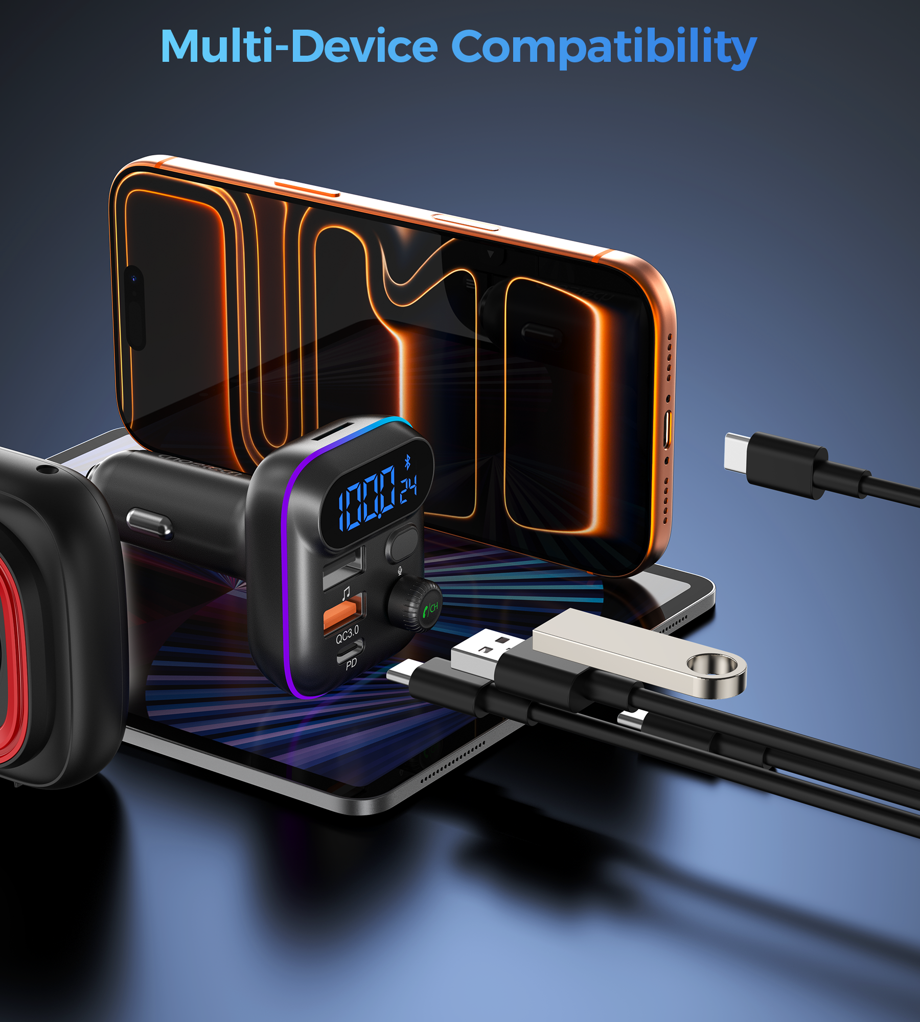 Choetech TC0050 PD36W Bluetooth FM Car Transmitter Charger — image 6