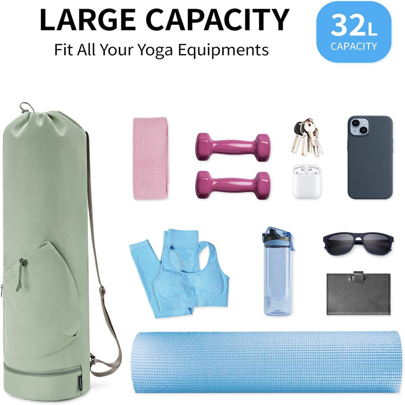 Pink Professional Yoga Mat Carrying Bag - 31 Inch Large Capacity Fitness Storage Pouch with Adjustable Shoulder Strap and Accessory Pocket - Fits Mats up to — image 6