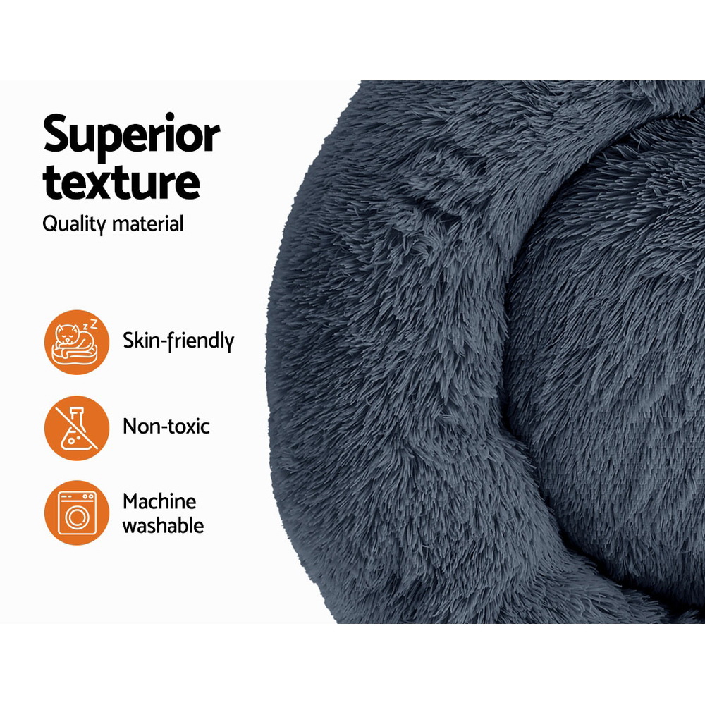 i.Pet Pet Bed Dog Cat 90cm Large Calming Soft Plush Bed Dark Grey โ image 3