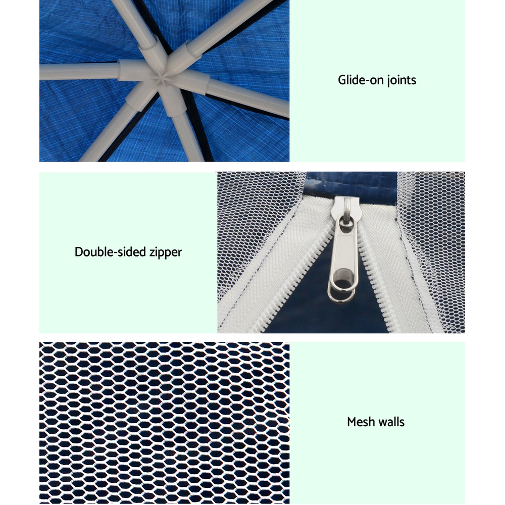 Instahut Gazebo?2x2m Marquee Wedding Party Tent Outdoor Camping Mesh Wall Canopy Shade Gazebos Navy — image 6