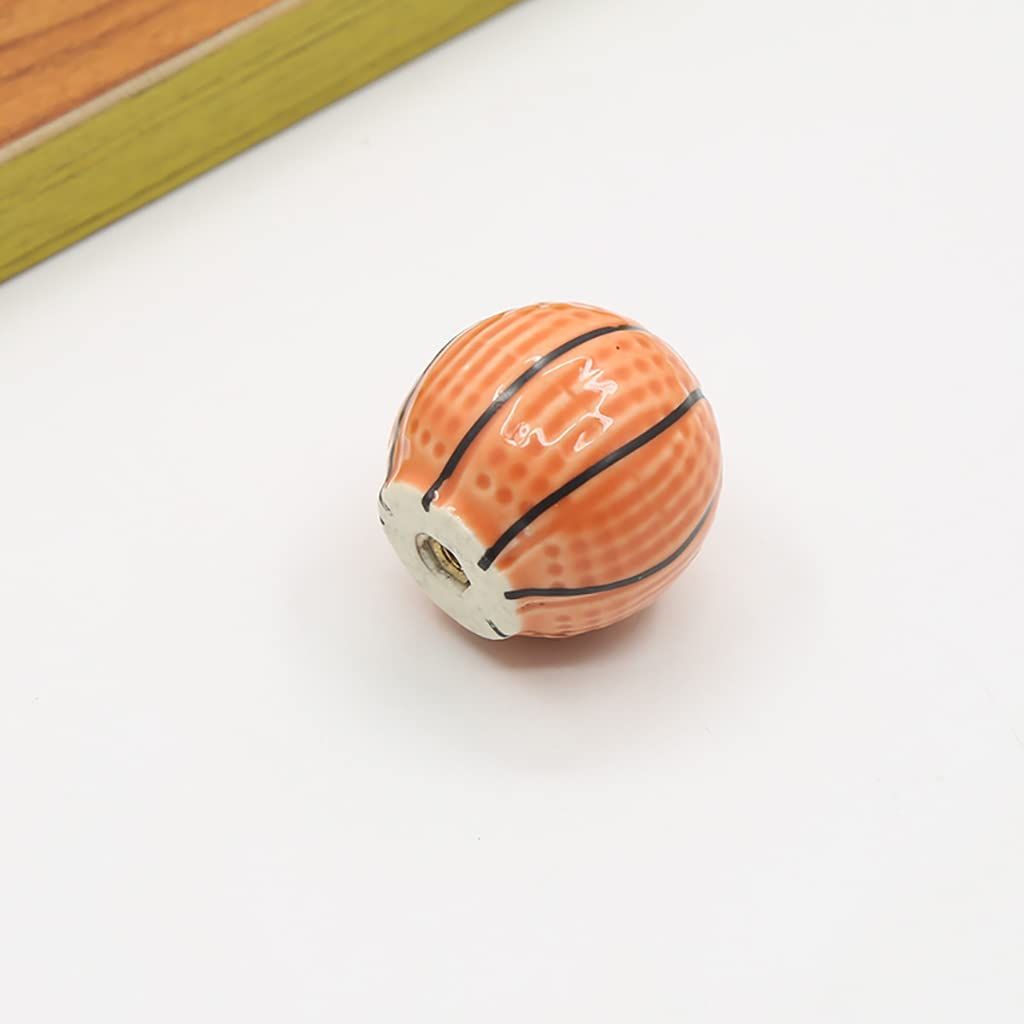 8 Pcs Heavy Ceramic Basketball Shape Knobs, Sports Theme Kindergarten Baby Home Decor Knob Pulls for Children's Desks — image 4