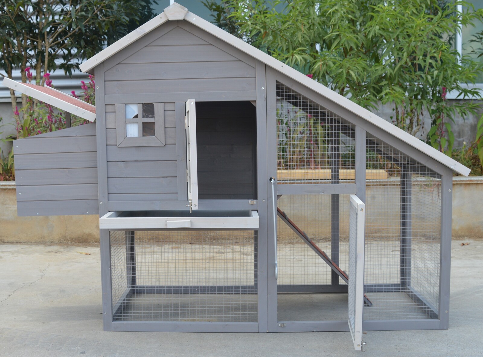 YES4PETS Grey Large Chicken Coop Rabbit Hutch Ferret Guinea Pig Cage Hen Chook Cat Kitten House โ image 2