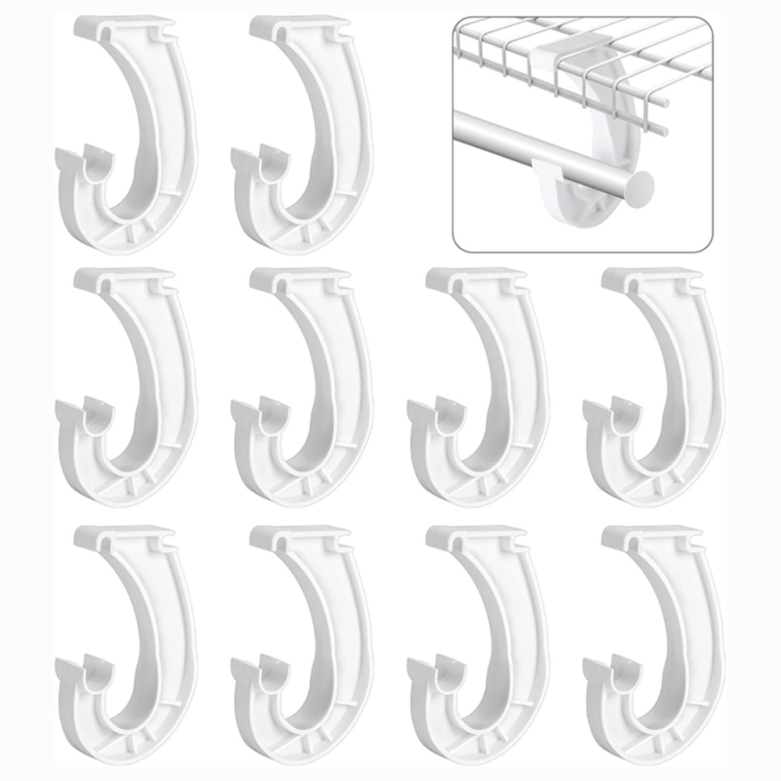 Hanging J Shape Closet Rod Bracket White 2Pc, 2Pcs Hanging Closet Rod Support Closet Shelf Rod Holder Sturdy J Shaped Closet Brackets for Hanging Clothes — image 6