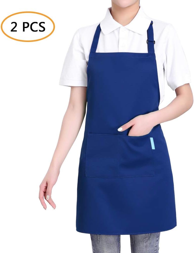Adjustable Multi-Purpose Aprons for Men and Women with Long Waist Ties and Front Pockets, Polyester Cotton Blend โ image 2