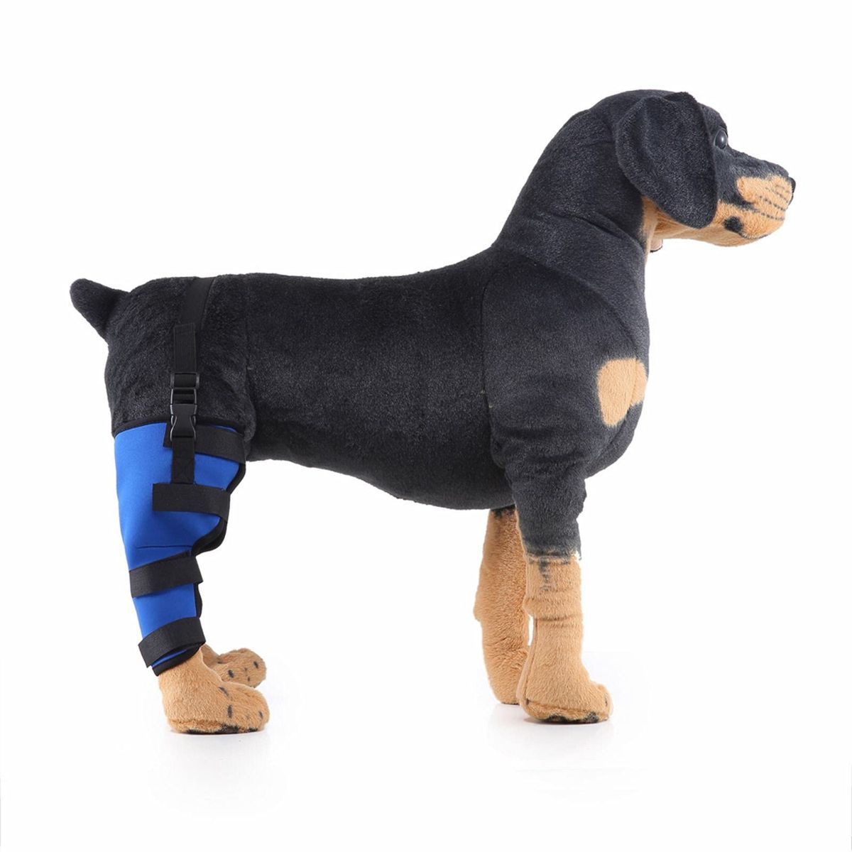 Dog Hind Right Leg Brace for Surgery Recovery, Puppy Rear Leg Protector with Stable Support, Prevents Licking Chewing Wounds, Aids Post-Op Recovery - Blue
