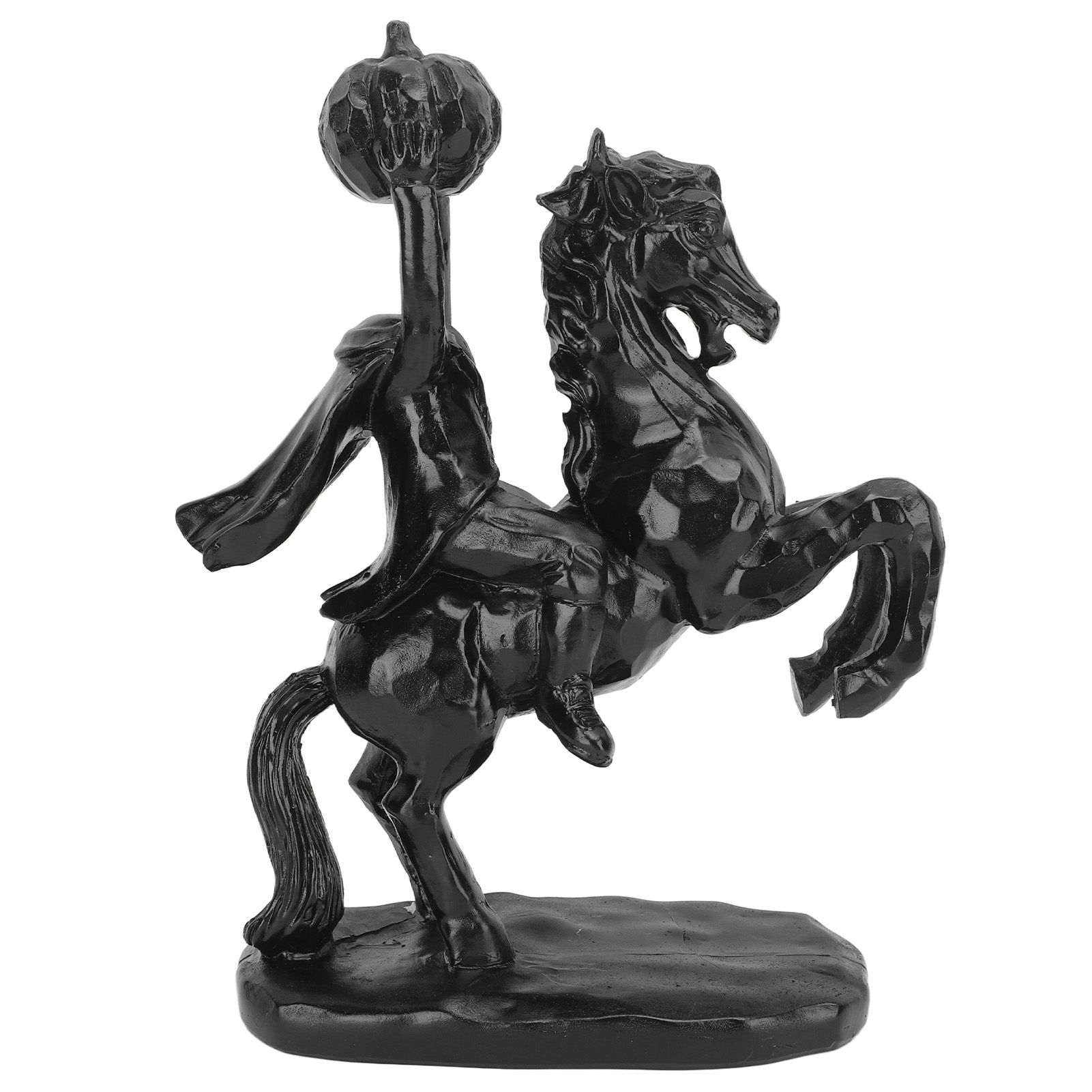 22cm Height Headless Horseman Statue with Pumpkin Horror Headless Horseman Halloween Decor Sculpture Handmade Resin All Black — image 4
