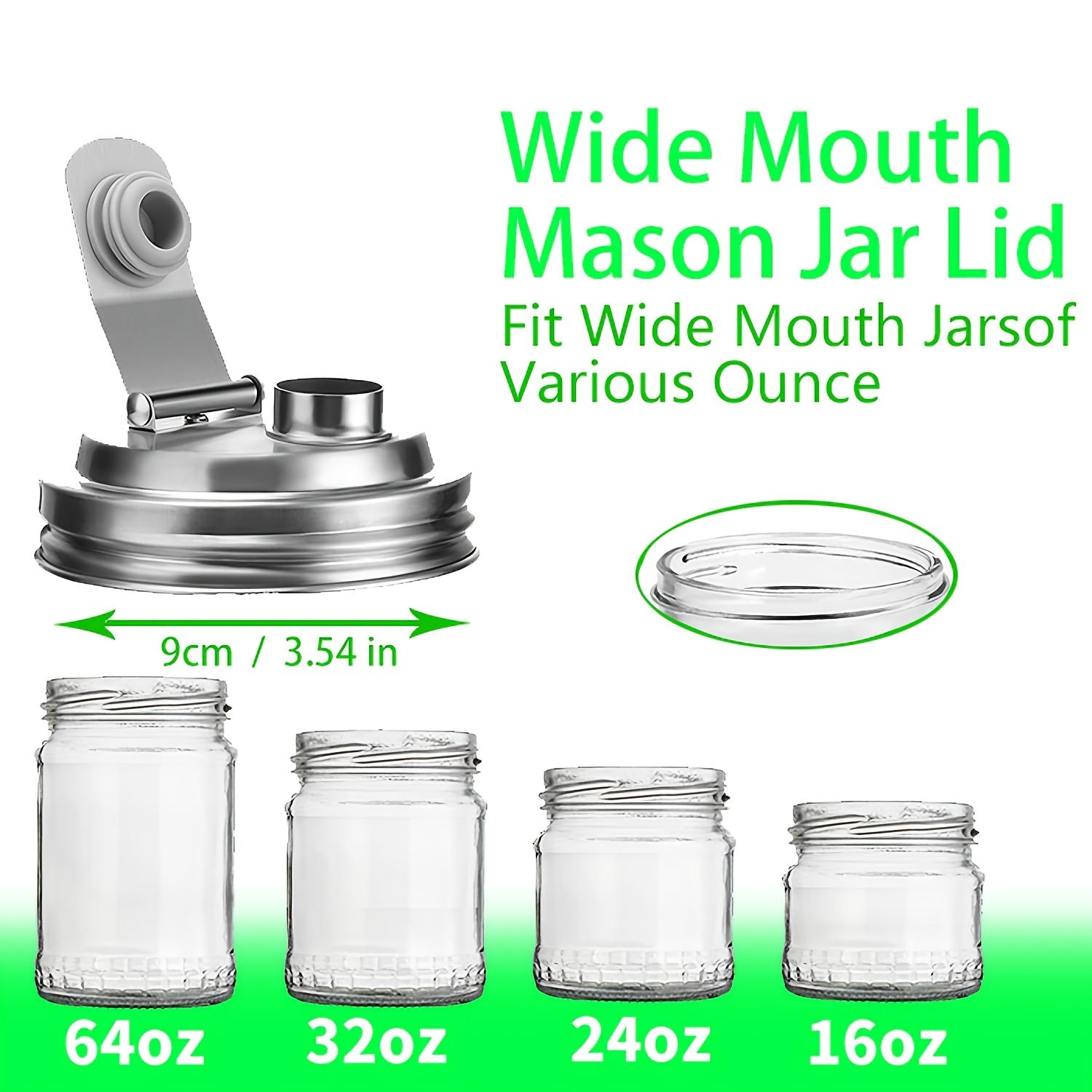 Wide Mouth Mason Jar Stainless Steel Pour Spout Lid, Reusable Mason Jar Lids, for 86MM Ball Wide Mouth Mason Jars, Leak Proof Seal, for Drinking Salad Dressing — image 3