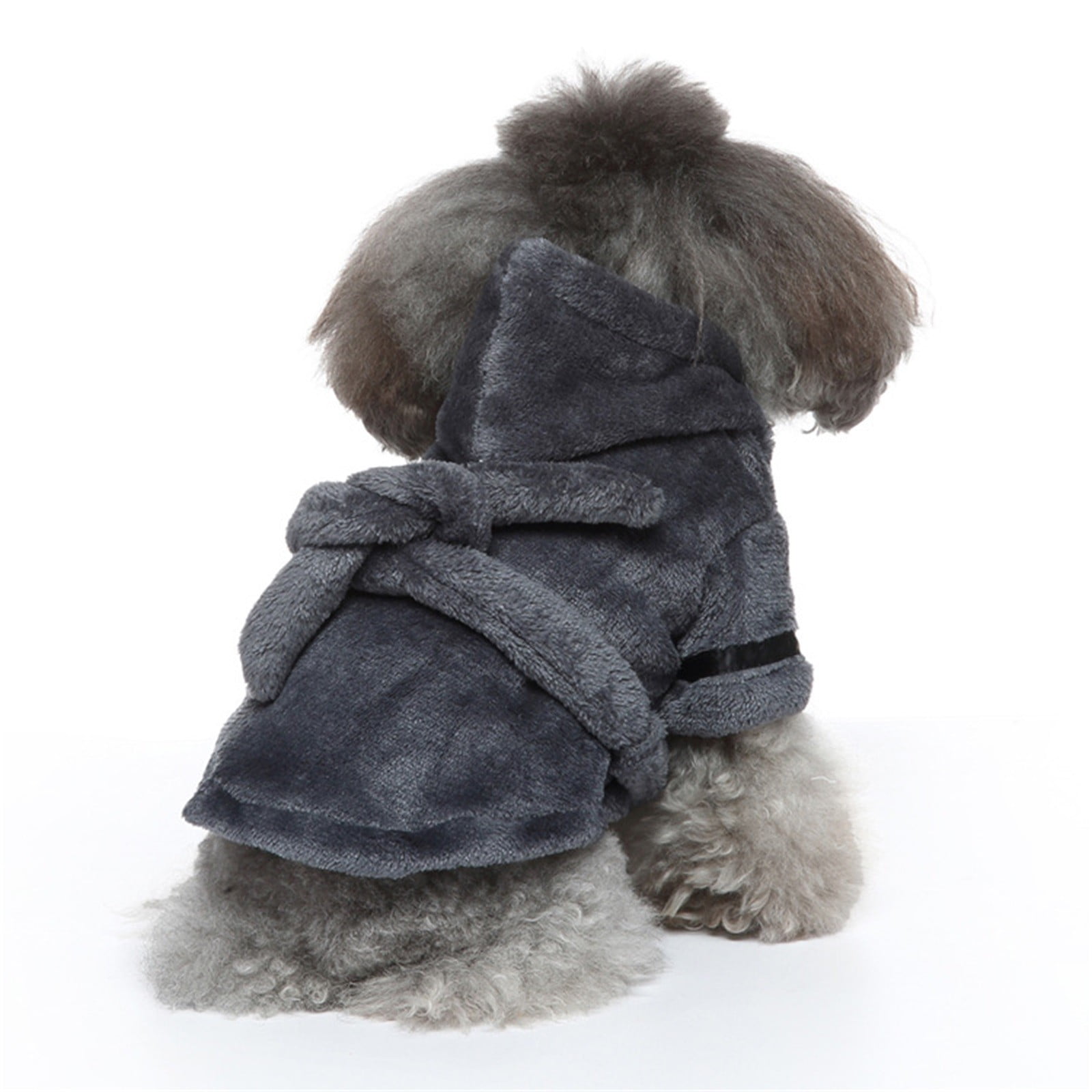 Pet Bathrobes, Pajamas ! Dog Cat Bathrobe Pet Clothes Hotel Bath Towel Pet Bathrobe Nightgown Pajamas (Army Green, L) XL Grey — image 5