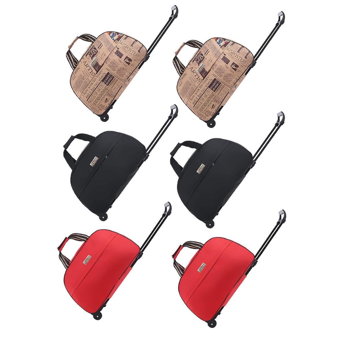 Wheeled Travel Duffle Trolley Bag Carry On Rolling Luggage Suitcase Tote Durable - Brown-20in — image 3