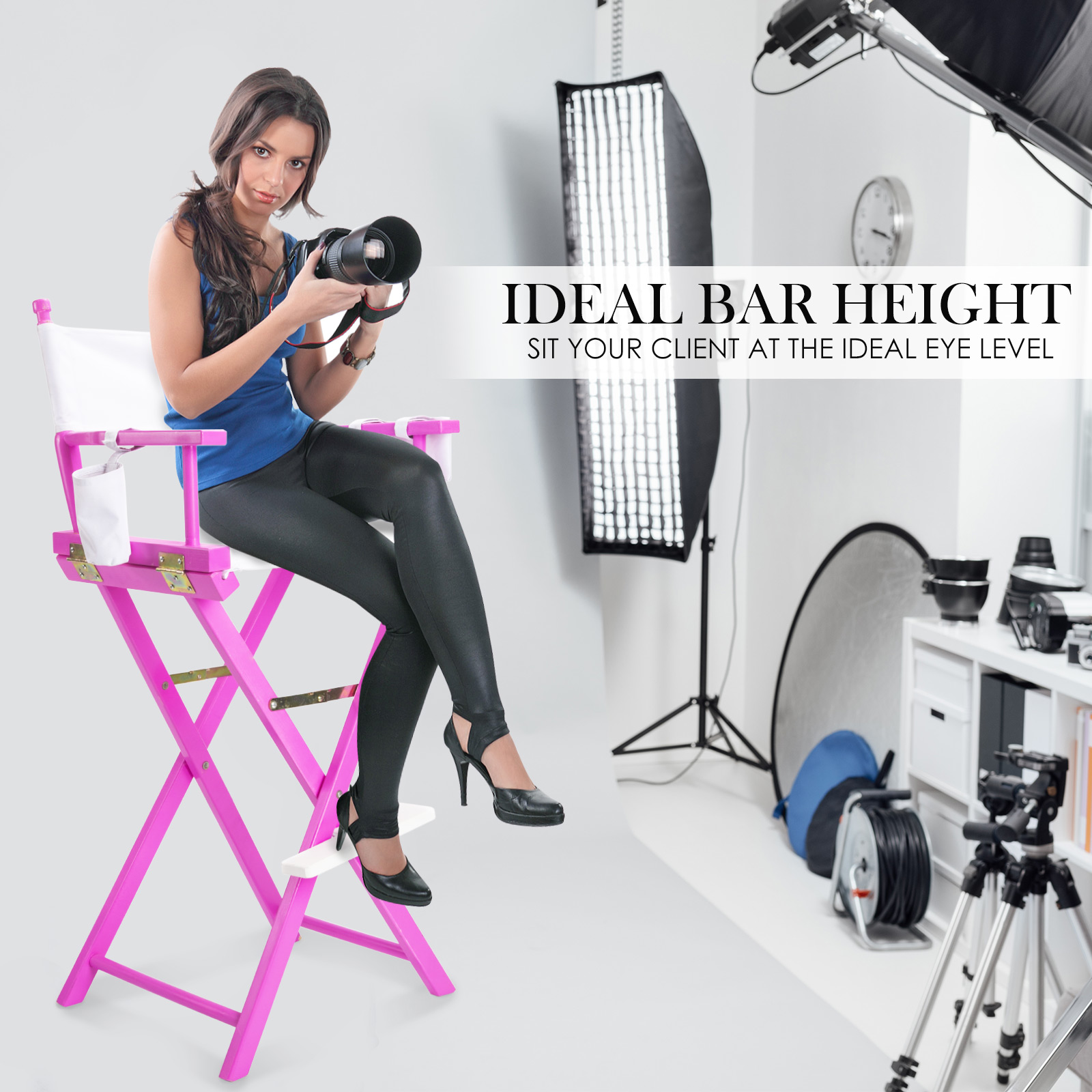 2X Director Movie Folding Tall Chair 76cm PINK HUMOR โ image 3