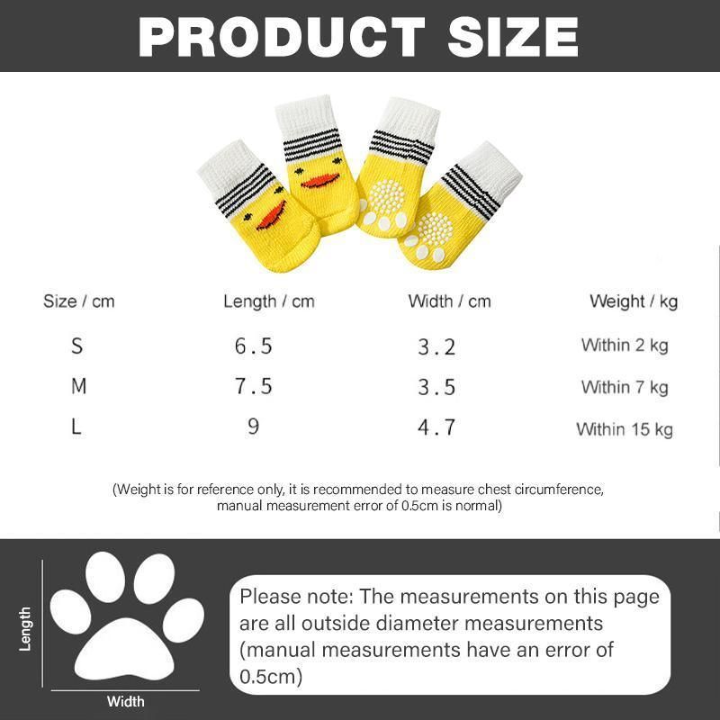Non Slip Pet Socks for Dogs and Cats Knitted Paw Protector with Grips L Size - Grey stripes — image 4