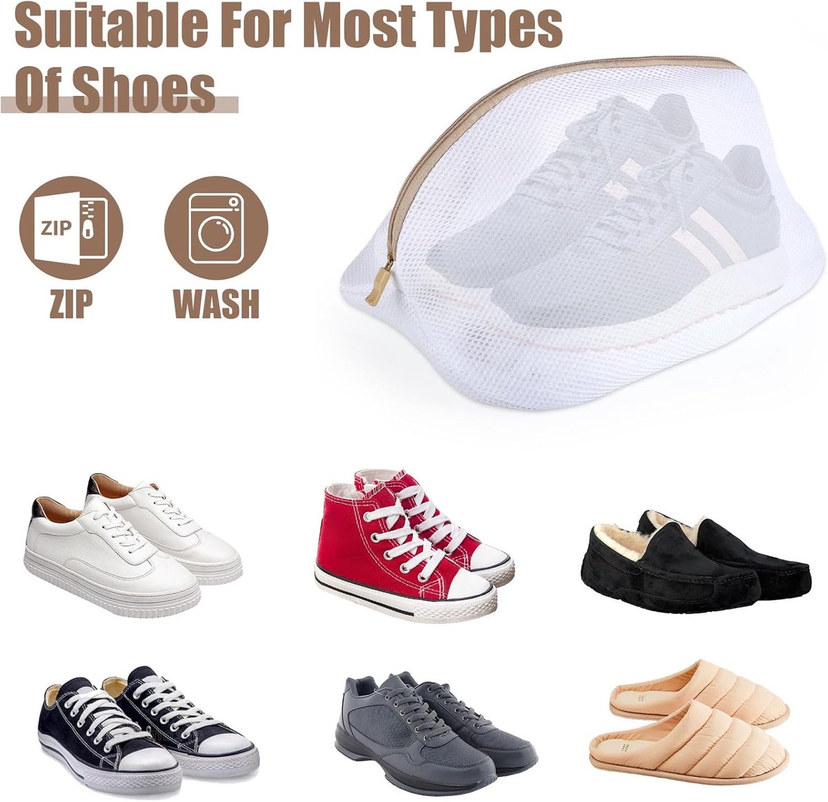 Laundry bag - Packing cubes - Laundry net - Women's shoe bag - Laundry bags with zipper - Compression zippered storage cubes - Reusable - 2 pieces - Shoe โ image 4