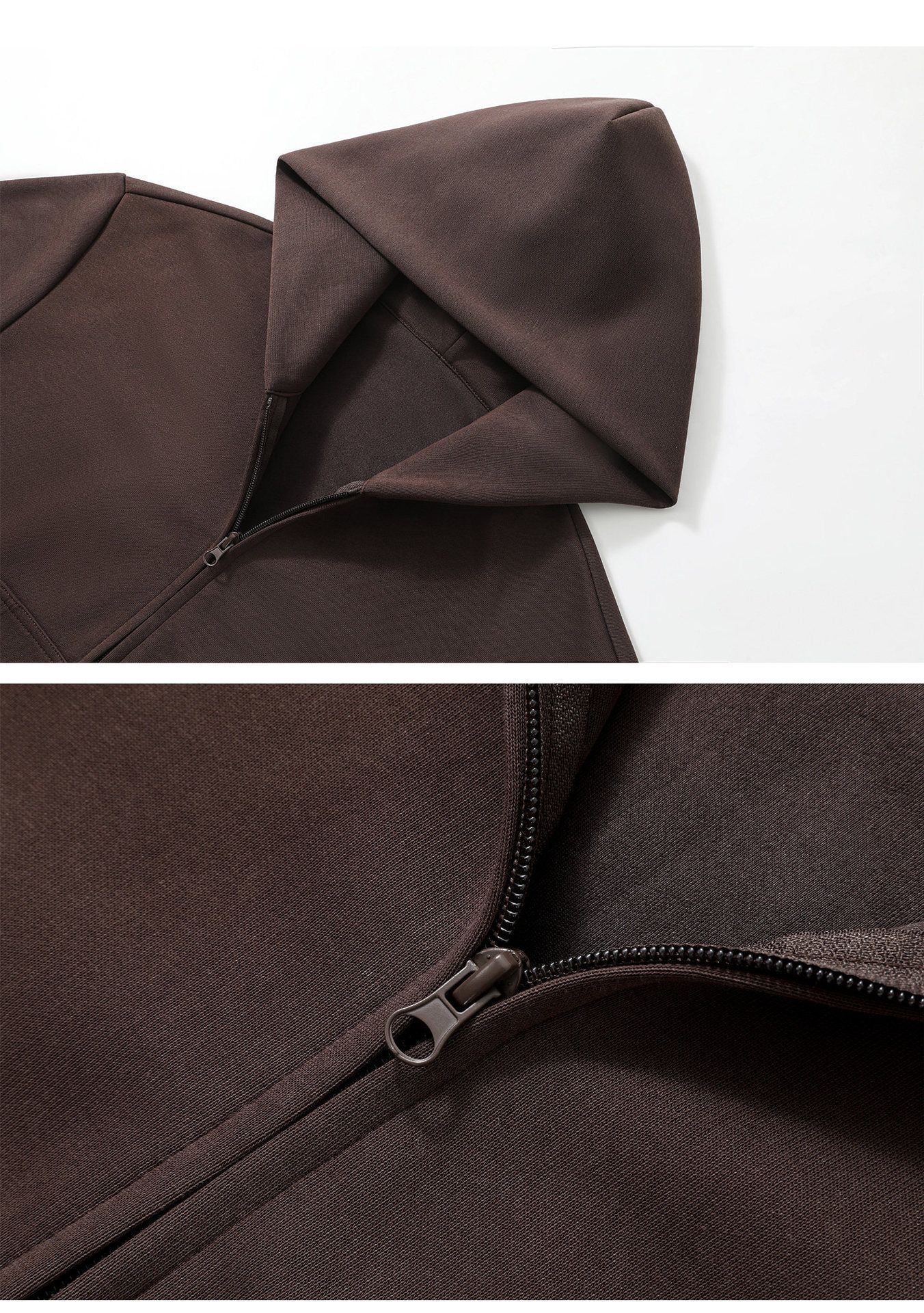 Women Chestnut Brown Three-Piece Casual Sweatsuit, Oversized Comfort Fit Size L, Ready-to-Wear Daily Wardrobe Essential — image 6