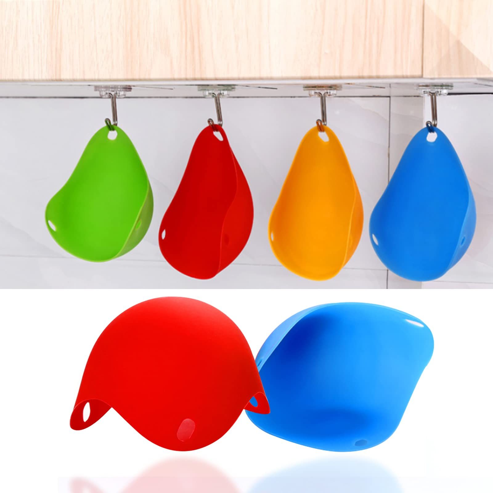 4 Pack Silicone Egg Poaching Cups Boiler Molds with Ring Standers Easy Release and Cleaning Poached Bowl for Microwave — image 5