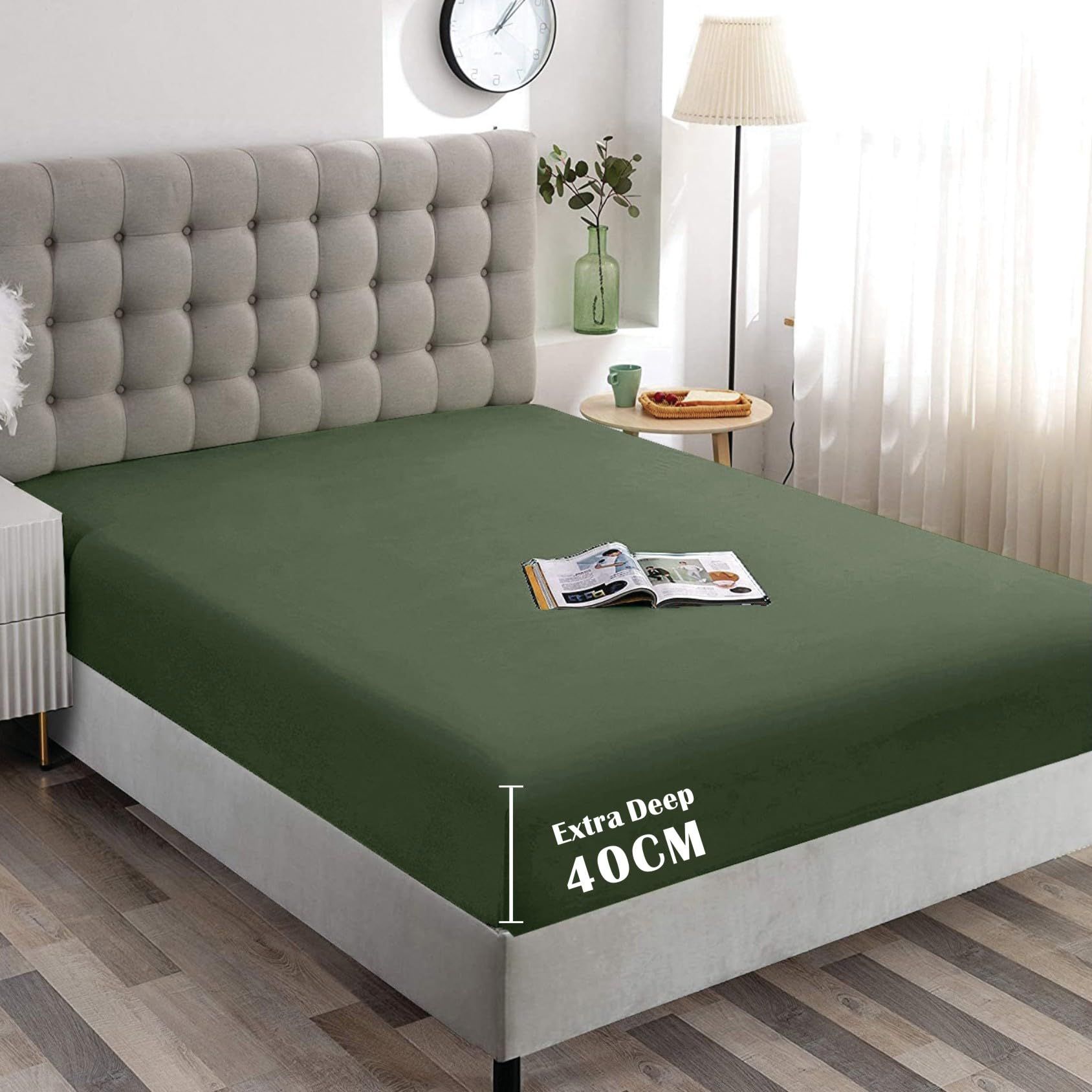 Hotel Quality Fitted Sheet - 1 Piece Fitted Sheet -Breathable Bedding - Wrinkle, Fade, Stain Resistant- 16inch/40cm Deep Pocket Fitted Bed Sheet-Wrinkle and