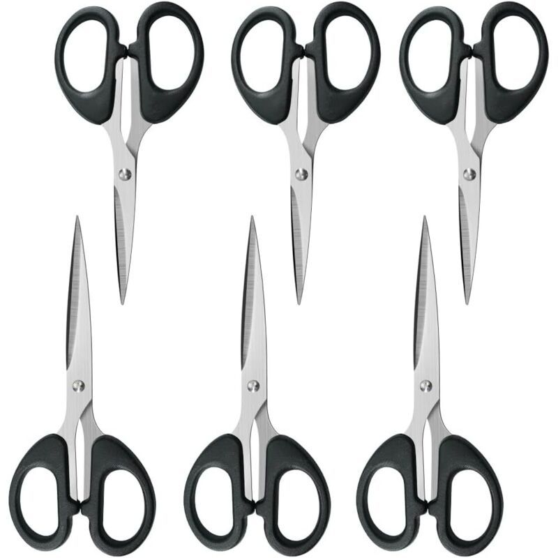 6 Pcs Multi Pointed Tips Medium Trimming Purpose Scissors Suitable for Home Office and School Comfortable Handles, 14 X 6.5 cm, 6.5 cm