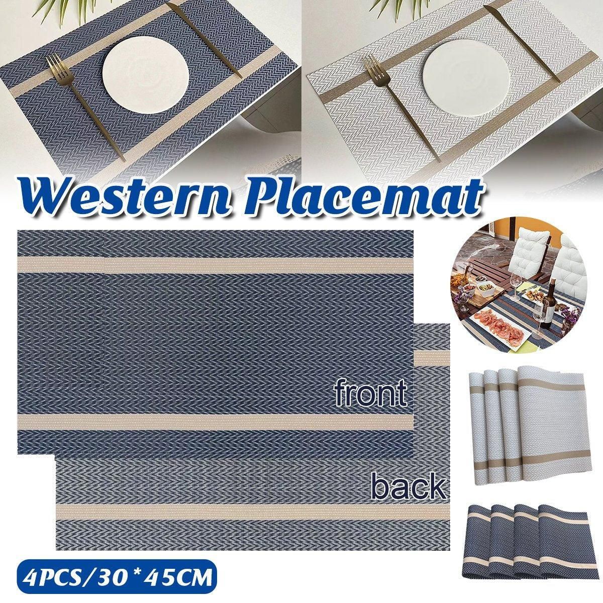 4X Anti-Slip Woven Placemat Waterproof Oil-proof Placemat Heat Resistant PVC Mat - Beige — image 2