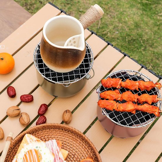 Grill - Portable Charcoal Grill - Mini Stainless Steel Charcoal Grill - Small Outdoor Grill - Suitable for Camping, Backyard BBQs, RVs and Picnics (Purple) — image 6