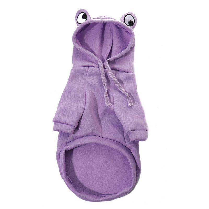 Dog Hoodie Frog-Themed Autumn Winter Pet Clothing Small Medium Dogs Soft - Purple - Size M