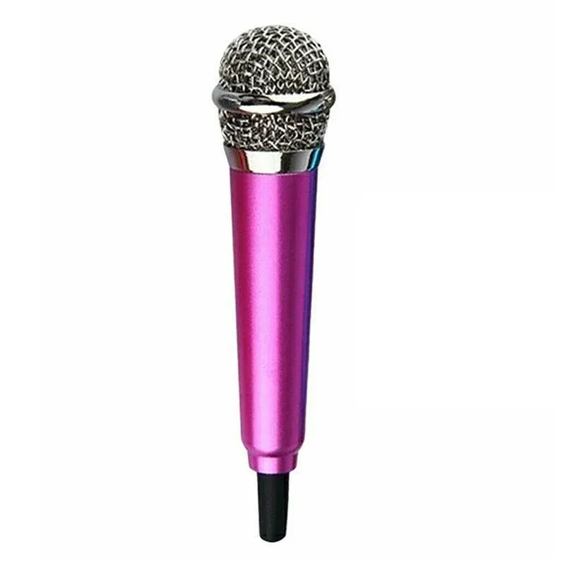 Mini Microphone Portable Vocal Instrument Mic for Mobile Phone Laptop Notebook - Rose Red