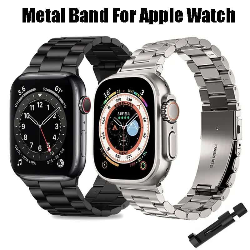 Compatible with Apple Watch Band Series 9 8 7 6 5 Stainless Steel Metal Bracelet Silver 49mm 45mm 44mm 42mm — image 2