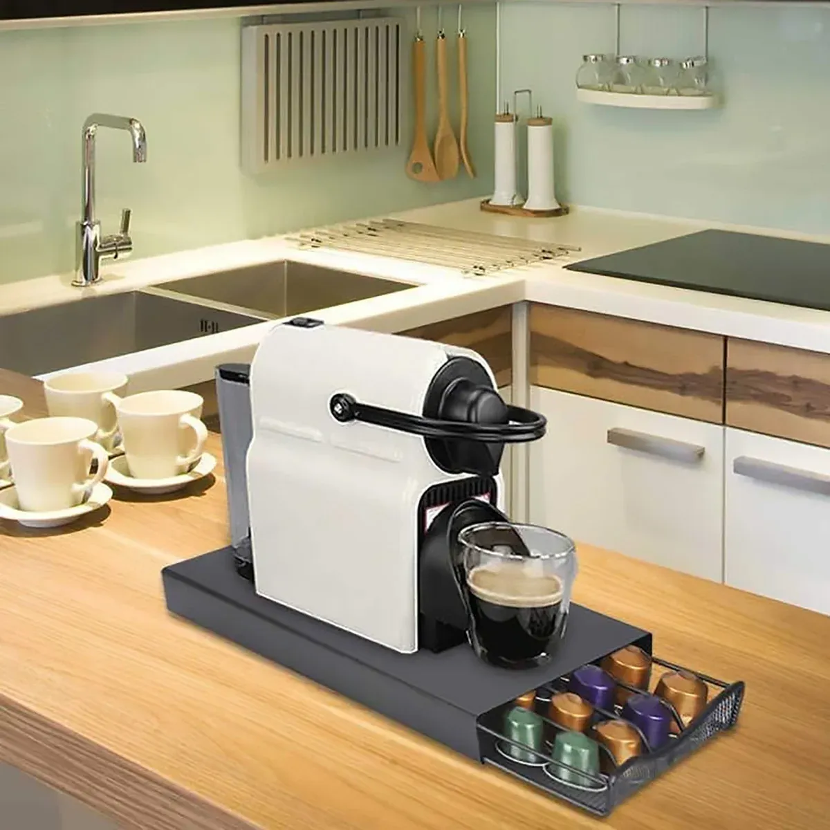 Coffee Pod Storage Rack with Drawer 40 Pods Capacity Countertop Space Saving — image 5