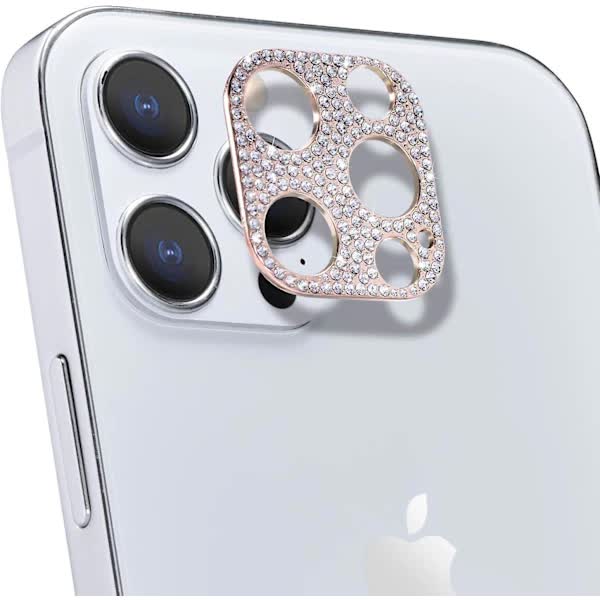 Bling Camera (Rose Gold) Back Cover for iPhone 12 Pro Max Camera, Diamond Protective Sticker Camera Lens Cover for Apple iPhone 12 Pro Max