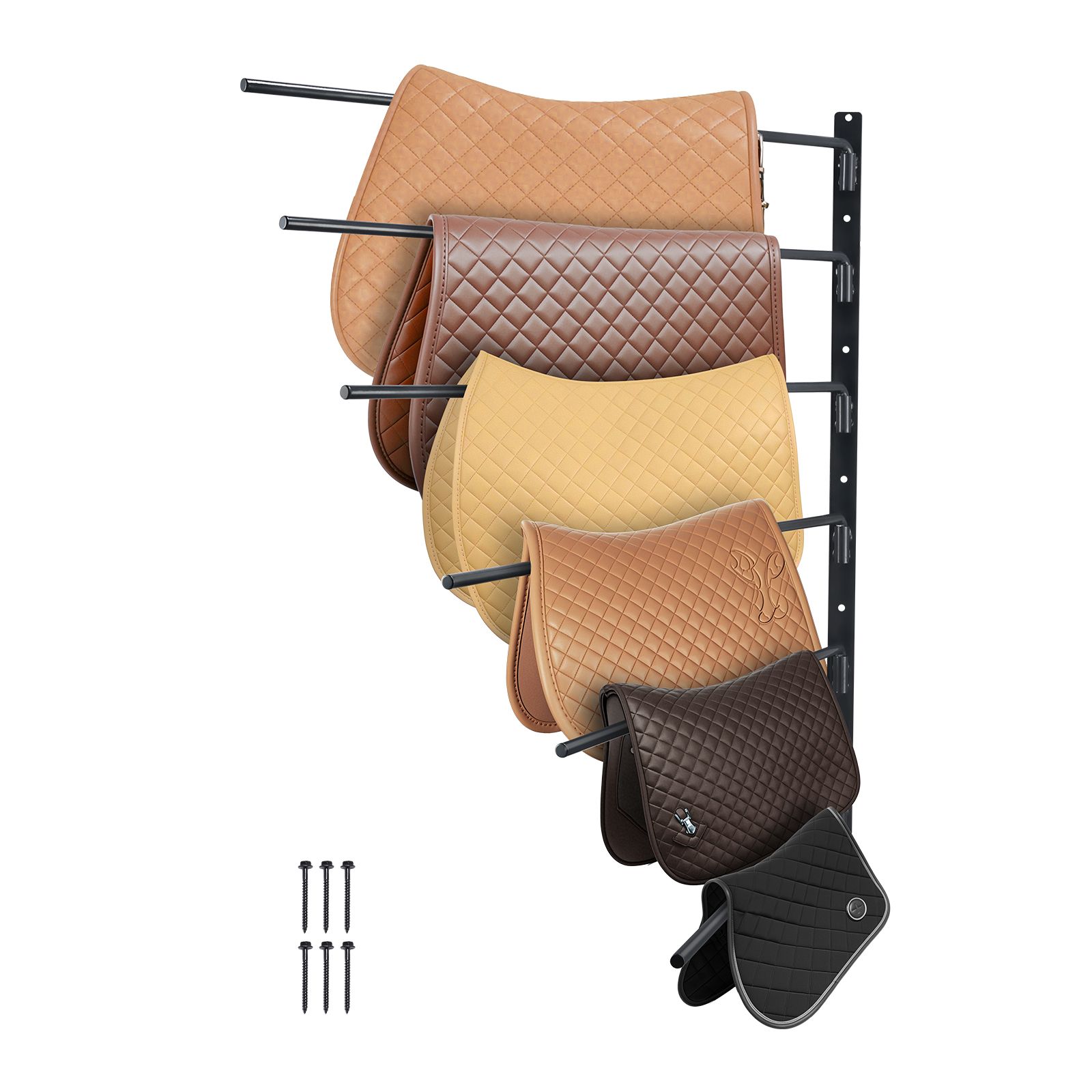 Wall Mounted Saddle Rack, 30.9 x 29.9 x 5.5 in, Swing Out Saddle Holder, Six Tiers Horse Saddle Stand, Space Saving Horse Pad and Blanket Rack for Tack Room