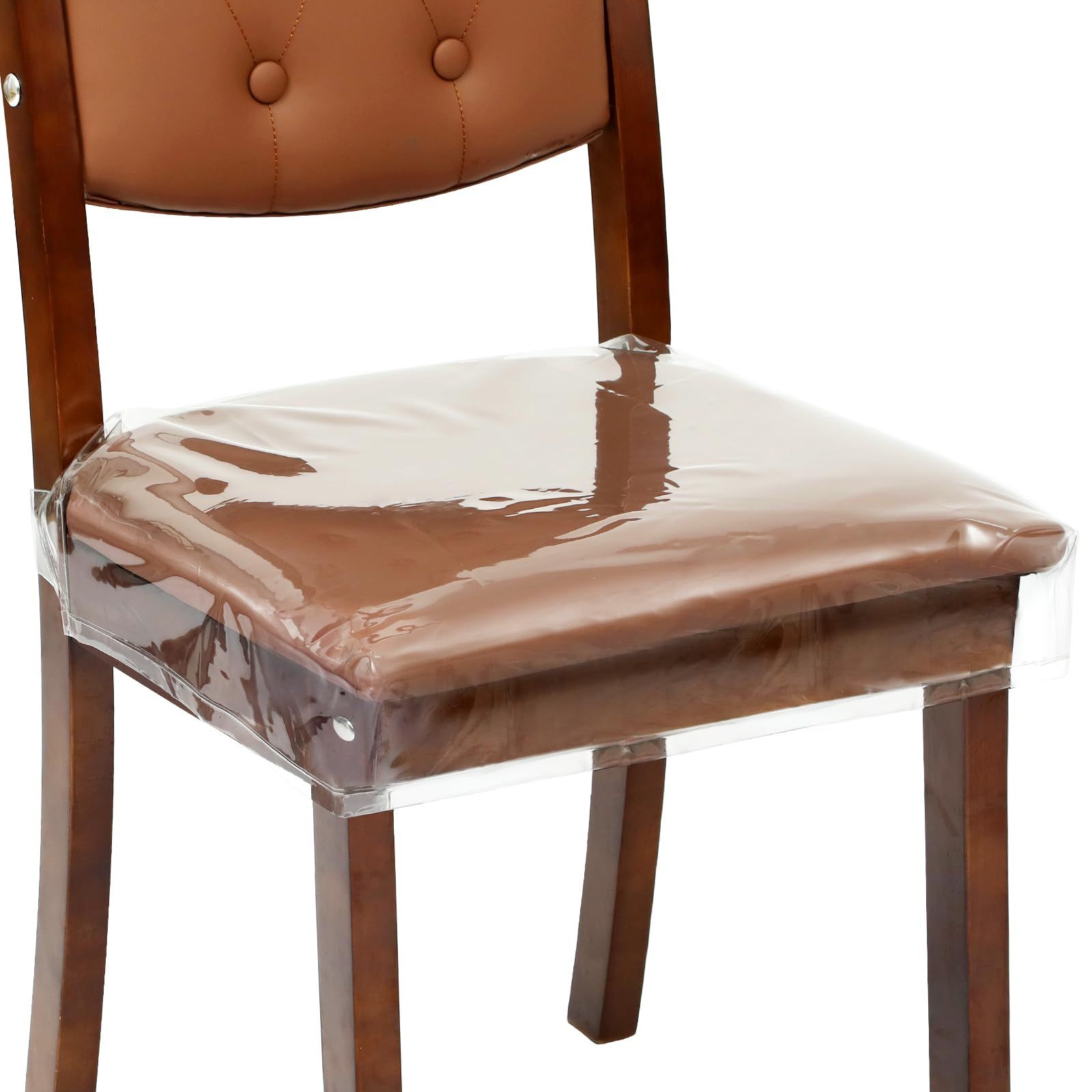 Clear Kitchen Chair Seat Protectors Thickened Soft Seats Protector, Double-Sided Adjustable Waterproof Chairs Slipcover