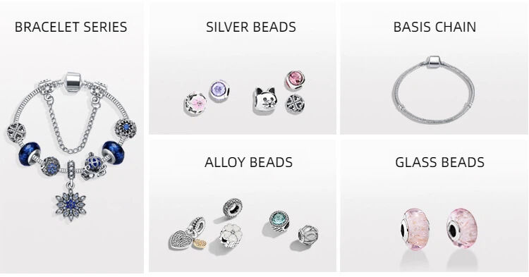 Fashion Charm Bracelet with Snowflake, Crystal, Rhinestone Beads & Hollow Star Zircon Pendant(17cm) โ image 3