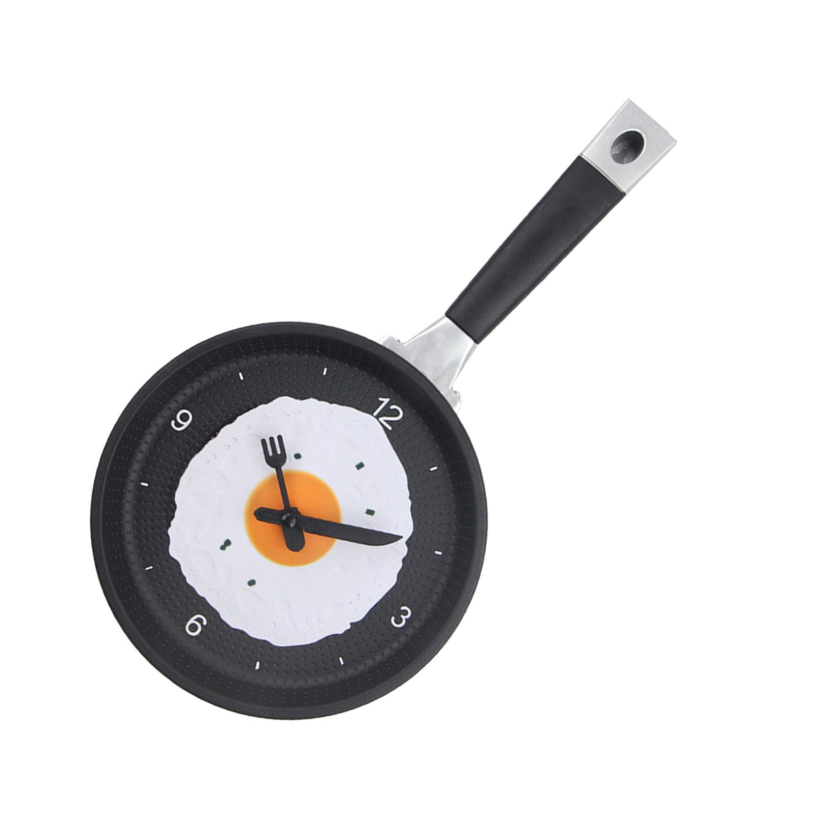 Wall Clock ABS Fried Egg Frying Pan Shape Silent Battery Operated Wall Clock for Bedroom Living Room Kitchen Black — image 2