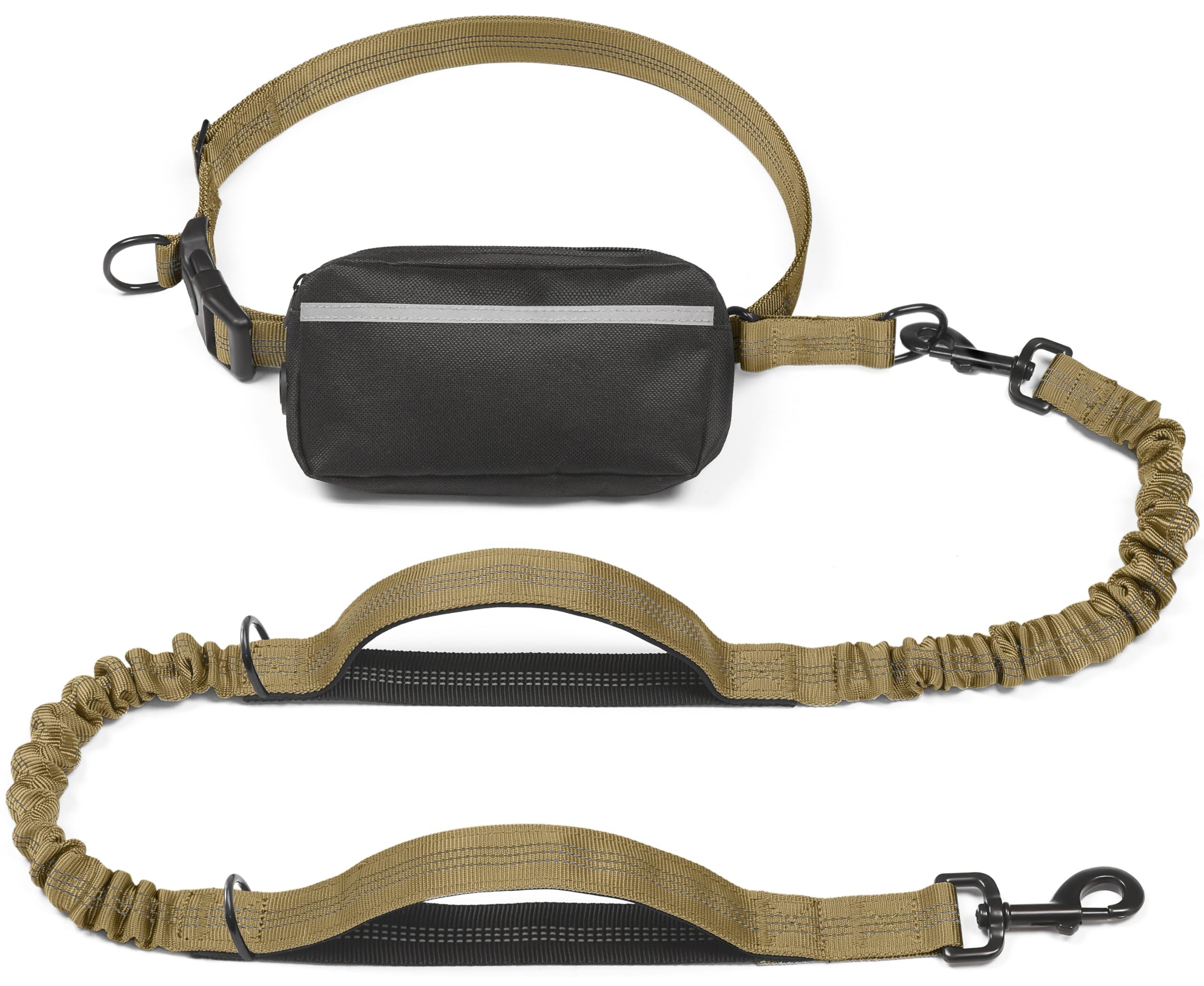 Hands-Free Dog Leash with Waist Belt and Storage Pouch, Shock-Absorbing Bungee Leash for Running, Walking, and Outdoor Adventures, Reflective Safety Design for — image 4