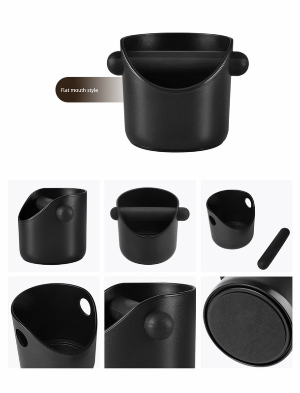 Compact Flat Mouth Espresso Knock Box Coffee Grounds Waste Bin with Anti-Slip Base and Rubber Bar for Home Coffee Stations — image 3
