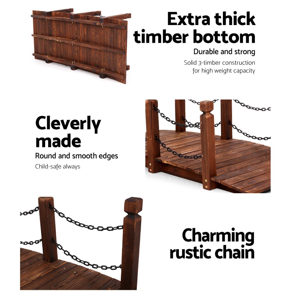 Gardeon Garden Decor Outdoor Ornament Wooden Bridge Chain 160cm โ image 5