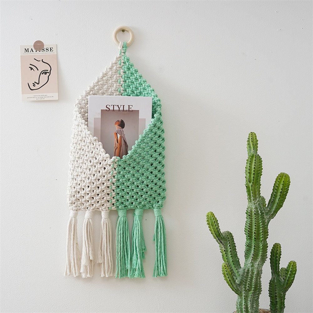 Wall Hanging Basket Decor - Boho Wall Basket Decor - Mail Organizer Wall Mount - Key And Letter Holder For Wall — image 2