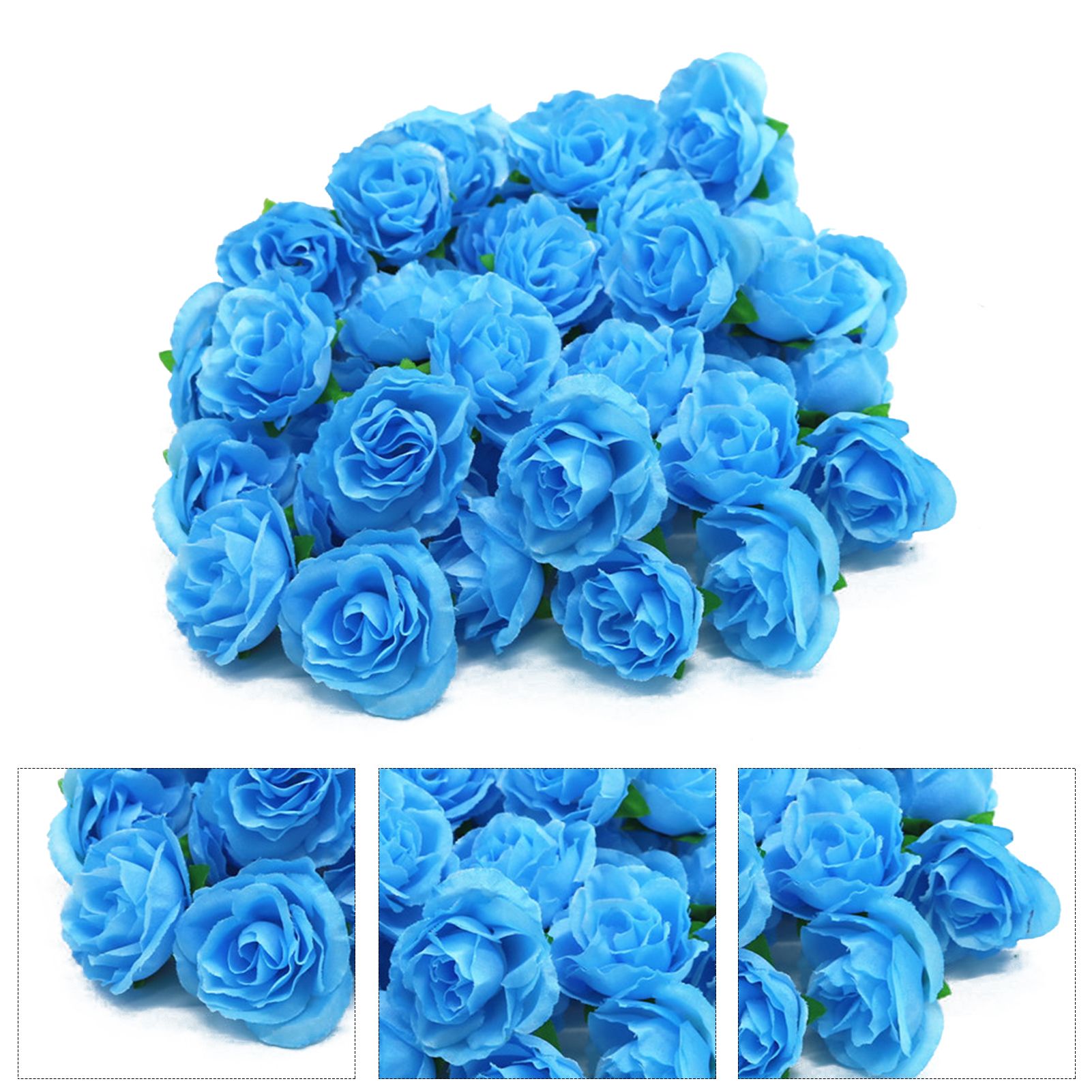 50PCS Simulation Rose Head Decorative Reusable Silk Fake Rose Flower for Wedding Party Blue โ image 4