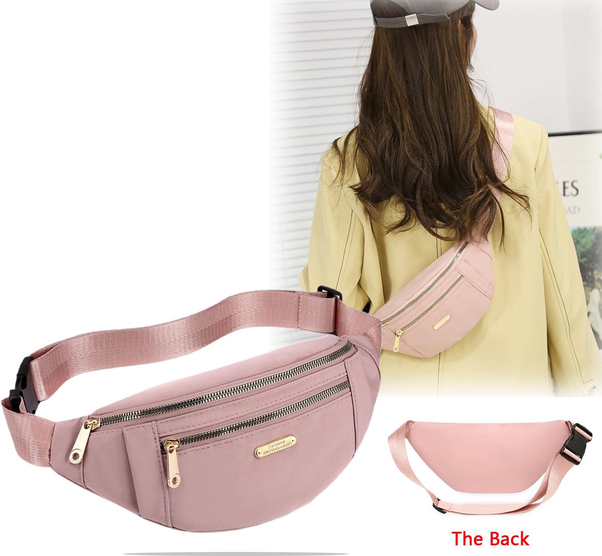 Fanny pack - Travel wallet - Money belt - Fanny pack - Men's and women's fanny pack - Travel - Outdoors - Walking - Sports - Phone bag - Pink - Fashion — image 5