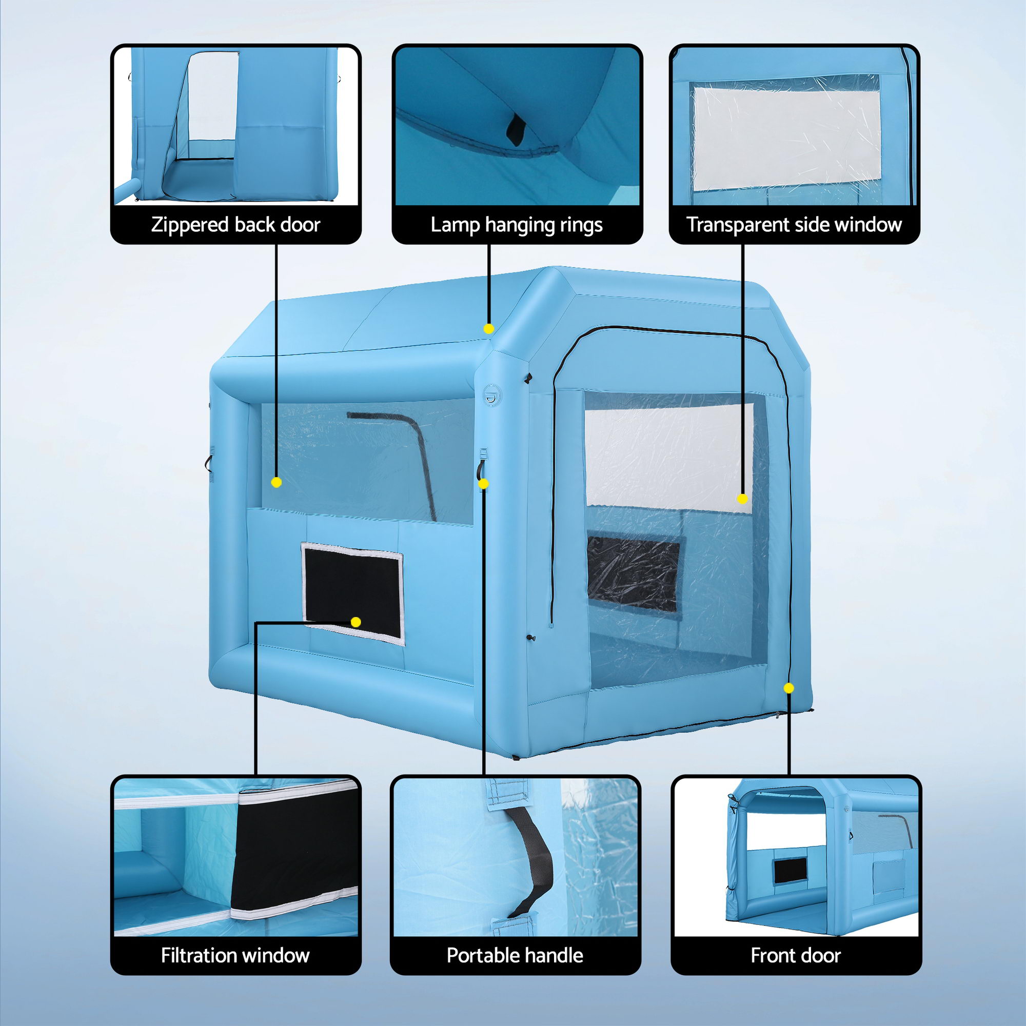 Giantz Inflatable Paint Booth 2.5X2.5X3M Inflatable Spray Booth with 550W Powerful Blower and Air Filter System, Round Roof with Light Hook, for Painting โ image 5
